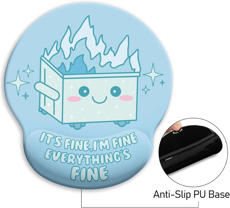 Blusabaca Dumpster on Fire Mouse Pad with Wrist Rest, Funny Cute Ergonomic Mouse Pads for Desk Wrist Support, Mousepad for Wireless Mouse Gaming Work Home Desk Accessories Office Supplies Decor Women - Image 5